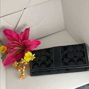 Coach Black and Brown Signature Wallet